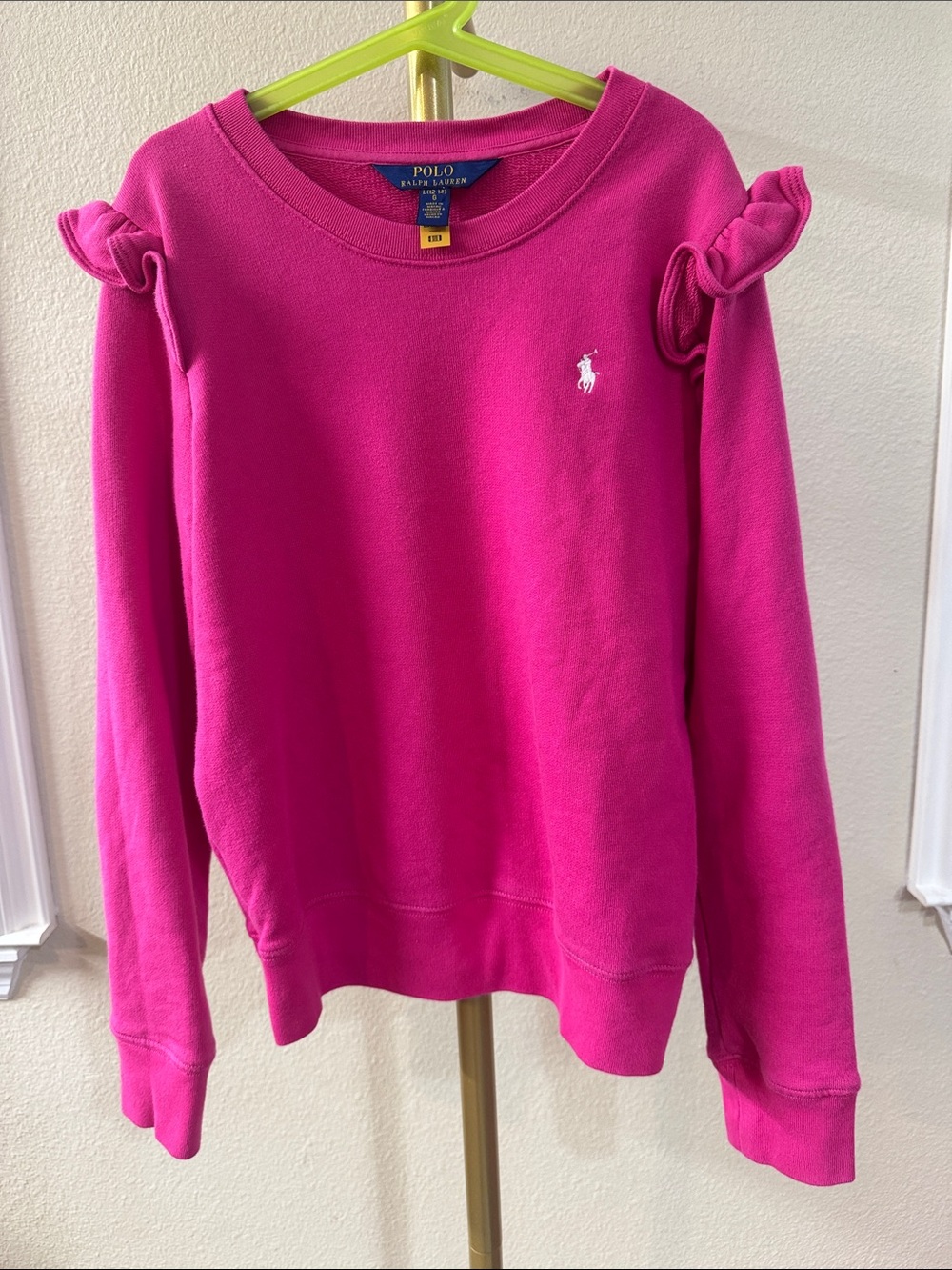 Polo by Ralph Lauren Bright Pink Ruffle Shoulder Sweatshirt